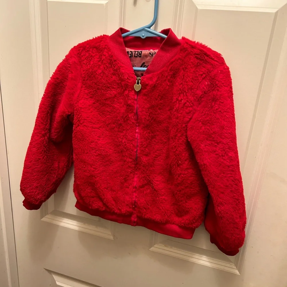 Fuzzy red coat - Picture 3 of 3
